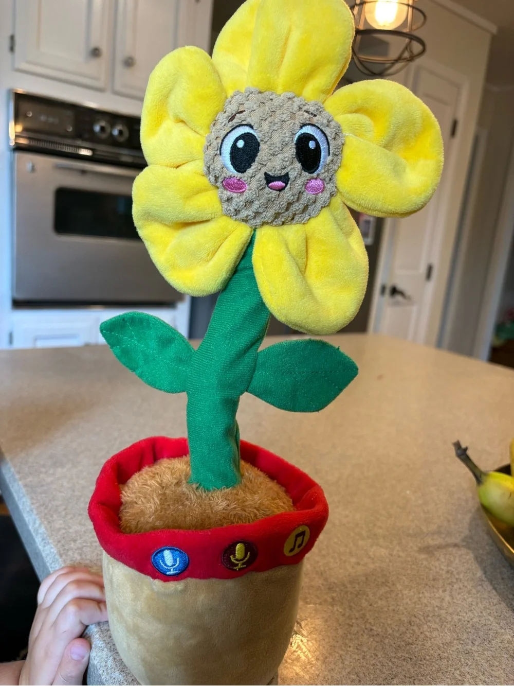 Dancing baby flower toy sings in English and Spanish and repeats you